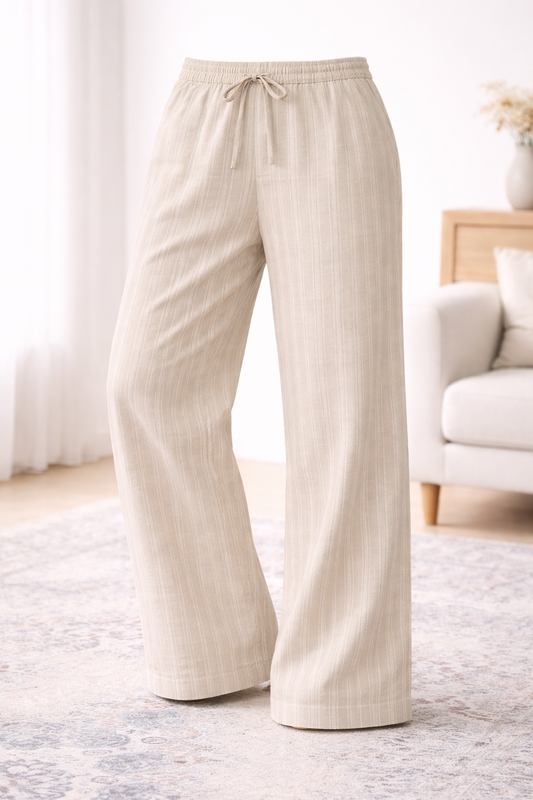 Aara Bottoms Beige Thick Stripe